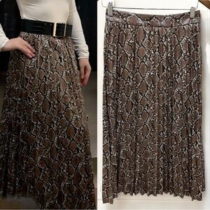 132 Zara | NWOT Brown Black Snakeskin Pleated Maxi Skirt (Size S)